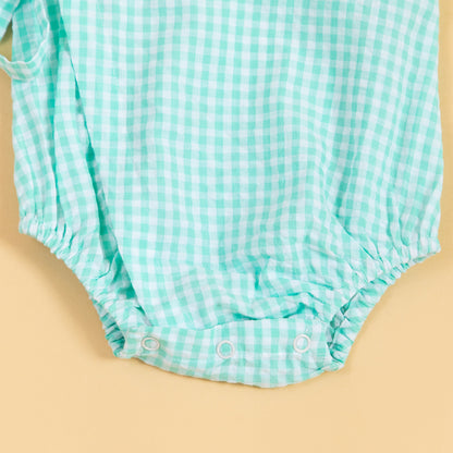 Minty Meadows Gingham Kimono Romper (0-2 Years)