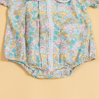 Petal Pops Cyan Romper (0-2 Years)