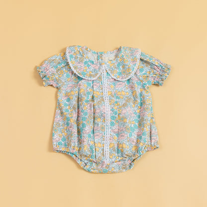 Petal Pops Cyan Romper (0-2 Years)