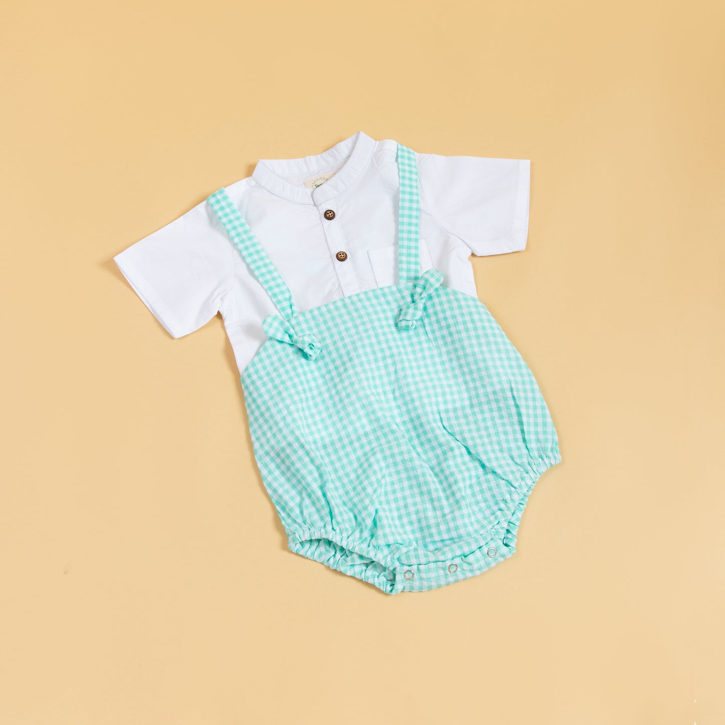 Minty Meadows Suspender Romper Set (0-12 Months)