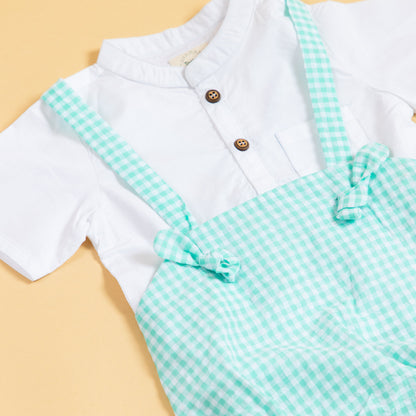 Minty Meadows Suspender Romper Set (0-12 Months)