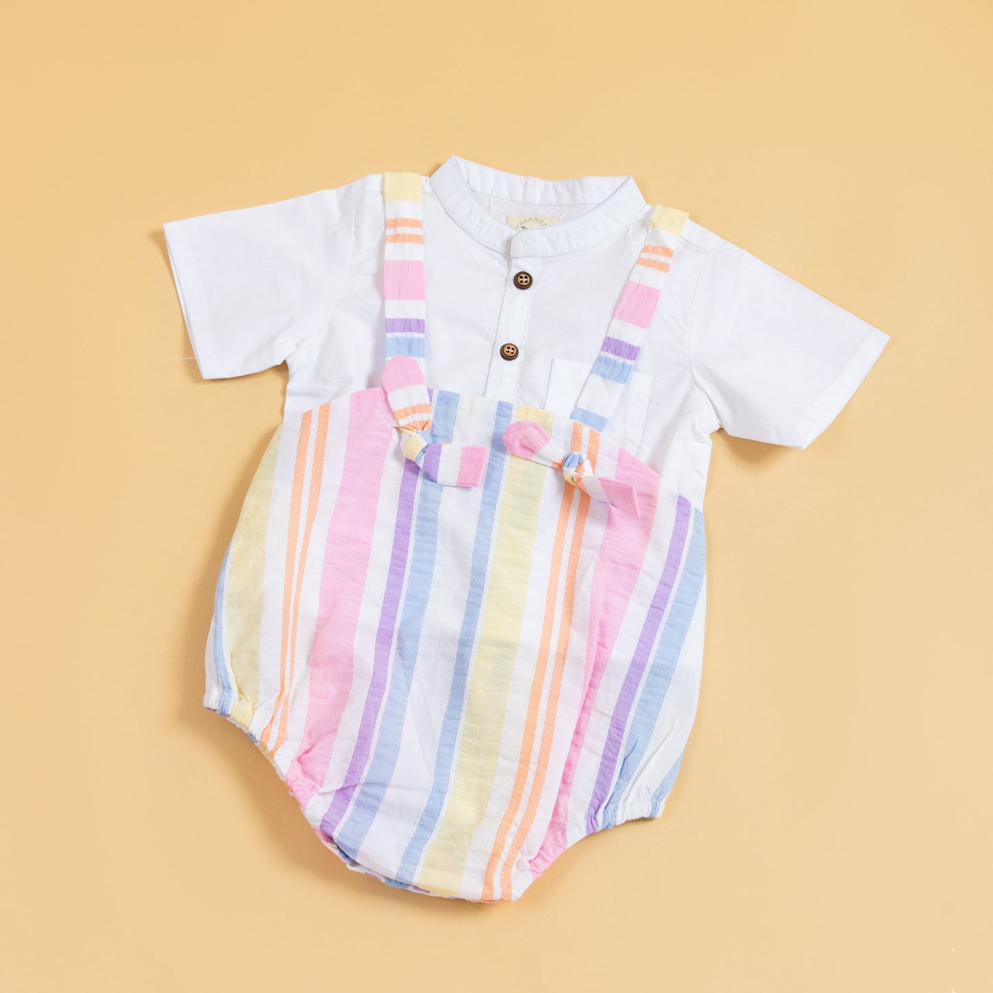 Rainbow Ribbons Suspender Romper Set (0-12 Months)