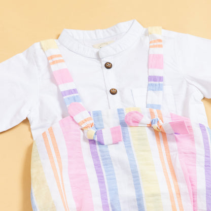 Rainbow Ribbons Suspender Romper Set (0-12 Months)