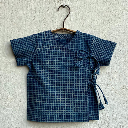 Organic Indigo Check Angarakha + Matching Pants