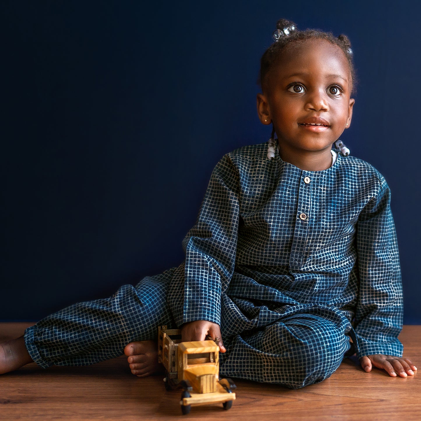 Organic Indigo Check Kurta + Matching Pants