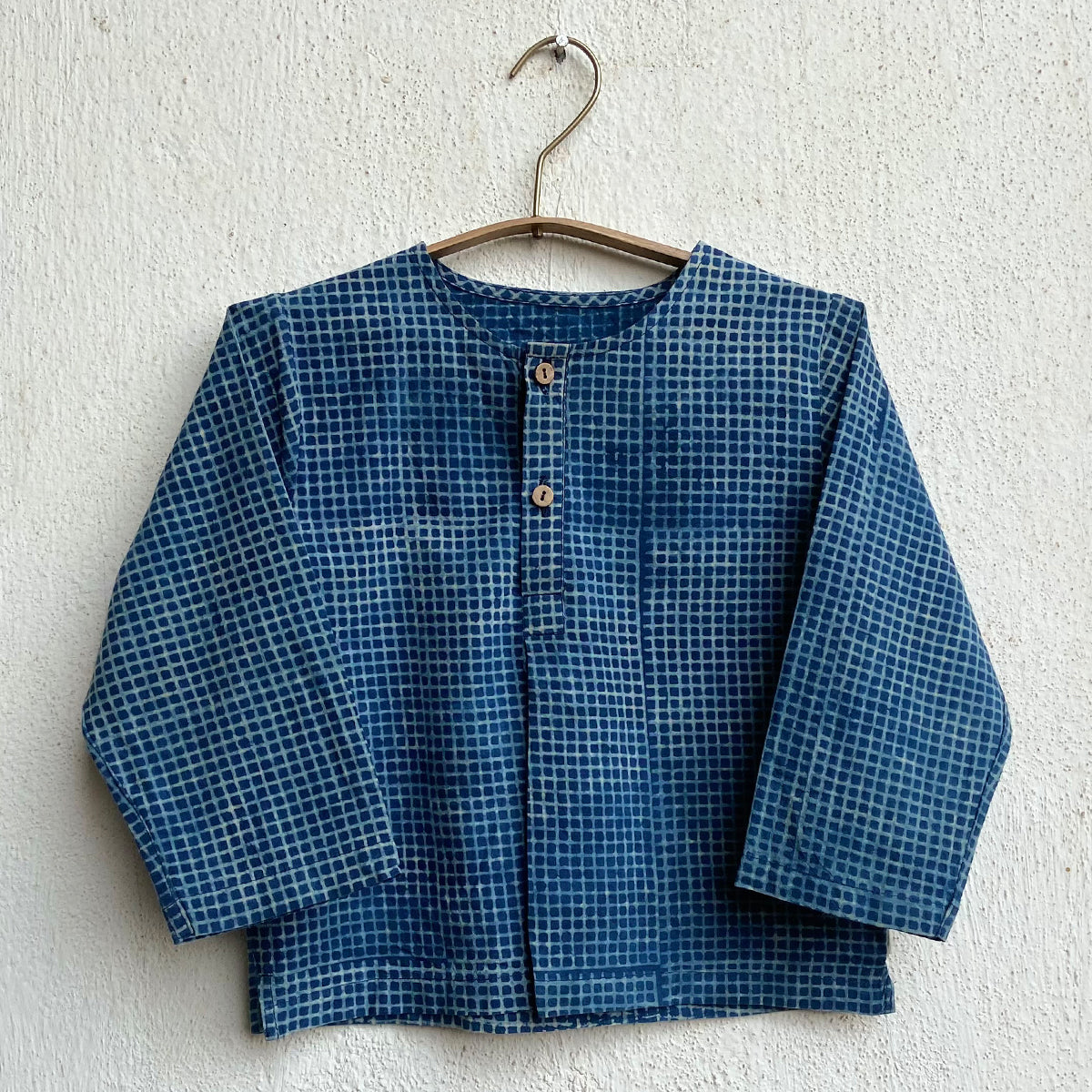 Organic Indigo Check Kurta + Matching Pants
