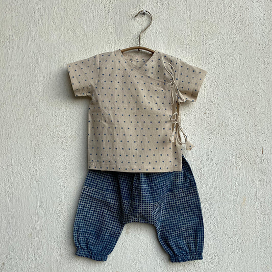 Organic Indigo Raidana Angarakha + Indigo Check Pants