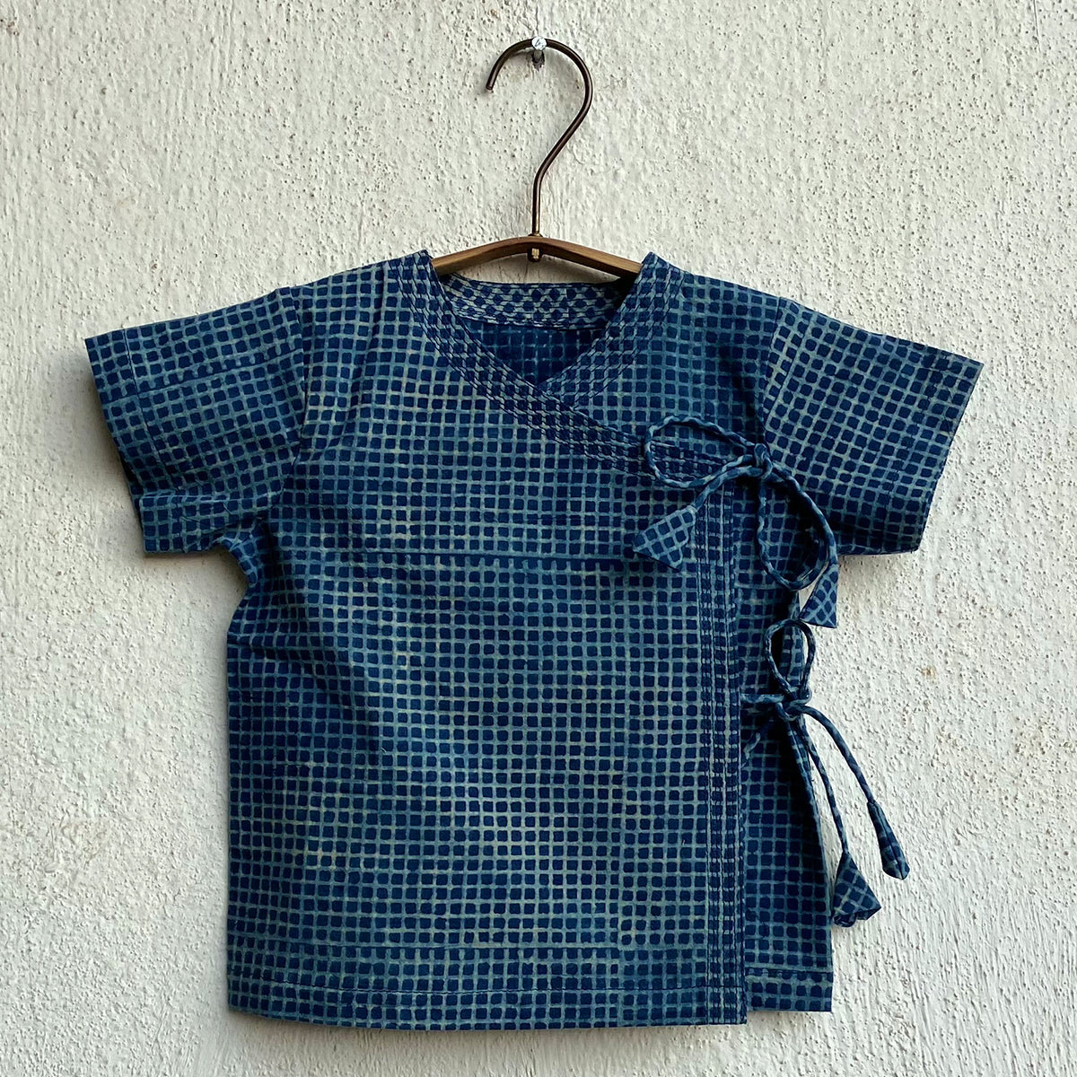 Organic Indigo Zoo Bag - Raidana And Check Angarakha + Pants
