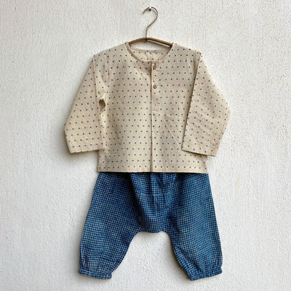 Organic Indigo Bag - Raidana + Check Kurta + Check Pants