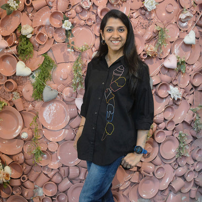 Ice Cream Embroidered Shirt for Women