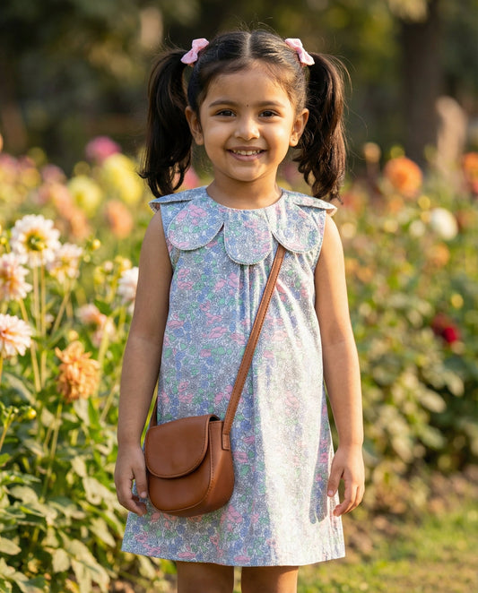 Flower neckline dress (1-8 Years)