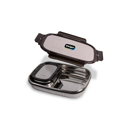 Veigo Jumbo Stainless Steel Lunch Box w/ Veg Box