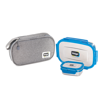 Veigo Maxosteel Jumbo Stainless Steel Lunch Box Set with Insulated Pouch