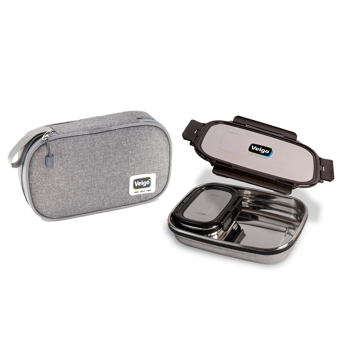 Veigo Jumbo Stainless Steel Lunch Box Set with Insulated Pouch