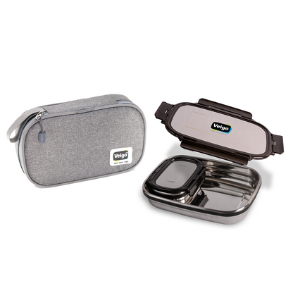 Veigo Jumbo Stainless Steel Lunch Box Set with Insulated Pouch