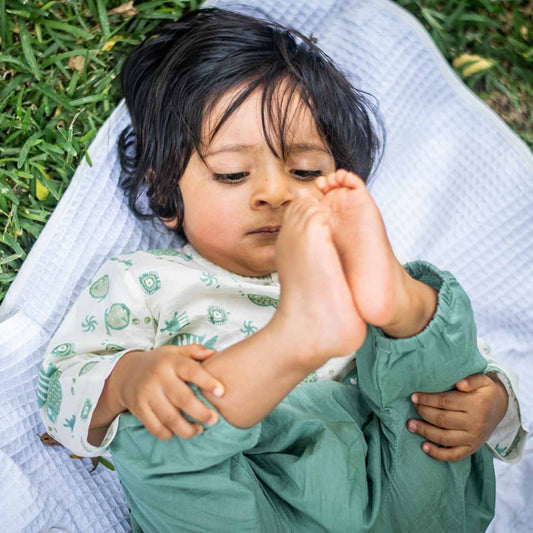 Organic Fish Print Kurta + Mint Pants