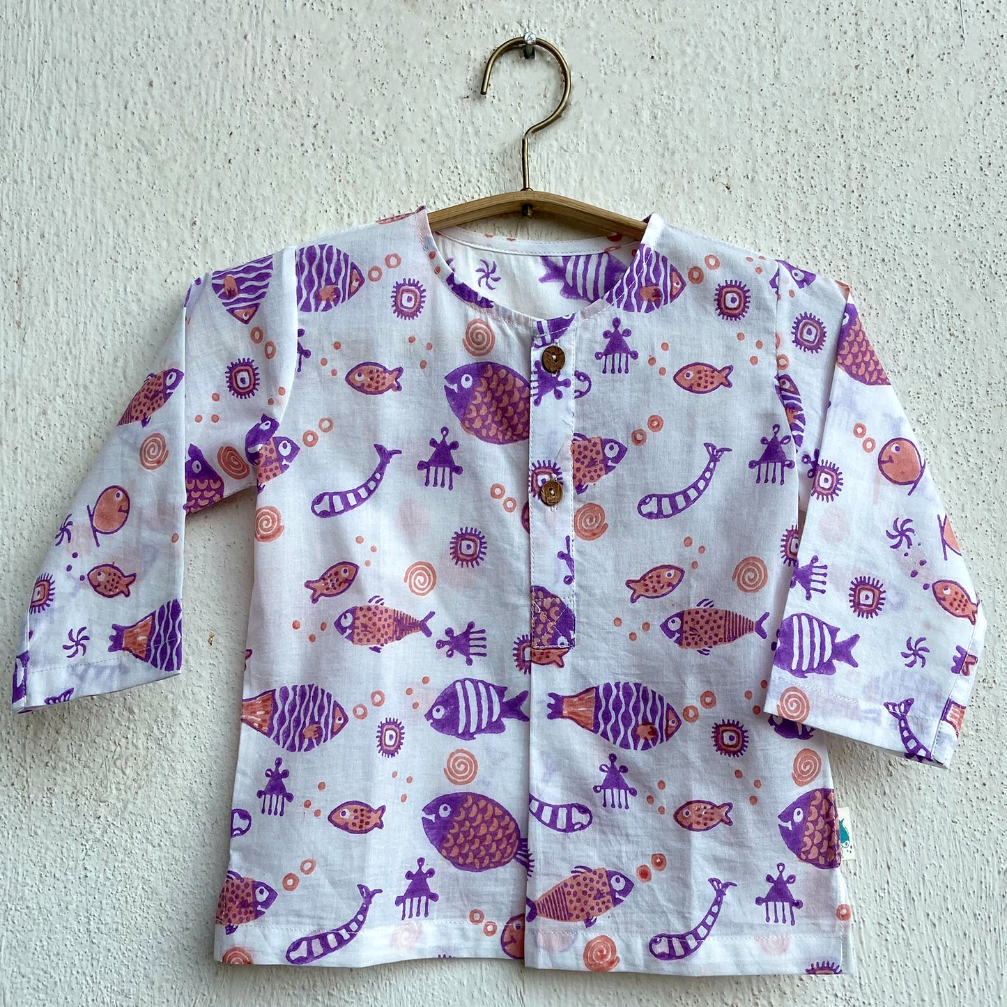 Organic Koi Peach Print Kurta + Peach Pants