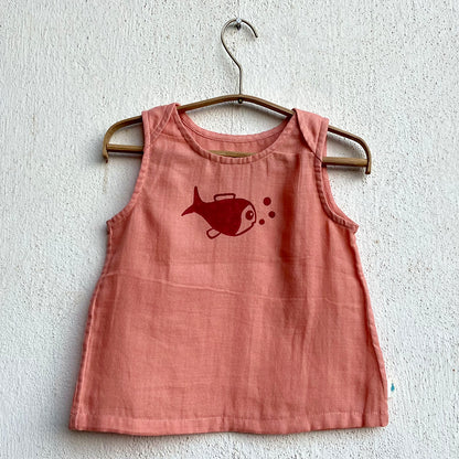 Organic Koi Peach Jhabla With Red Pants