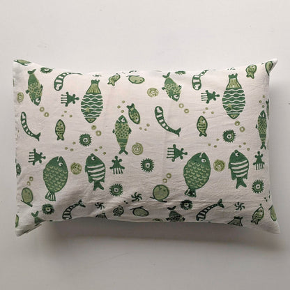 GIFT SET - ORGANIC FISH PRINT KAPOK PILLOW + SWADDLE