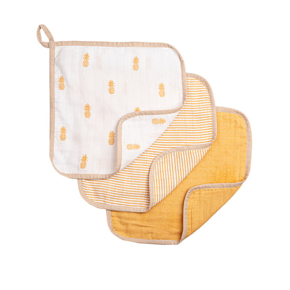 Organic Muslin Washcloths (Set of 3) – Pineapple