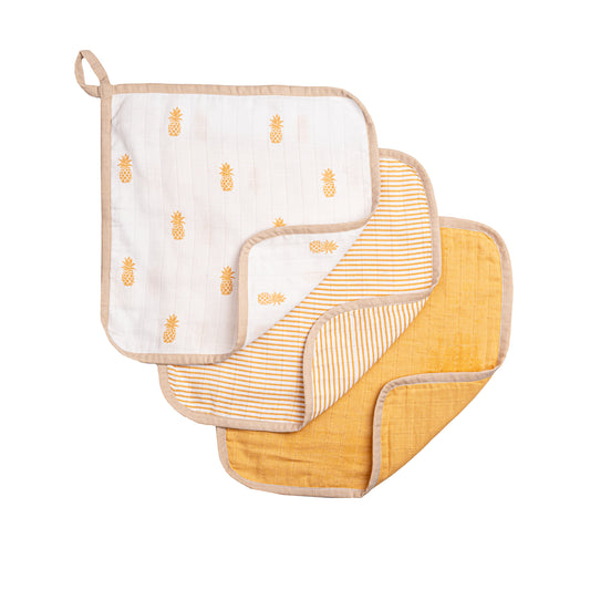 Organic Muslin Washcloths (Set of 3) – Pineapple
