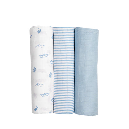 Organic Muslin Swaddles (Set of 3) – Boat
