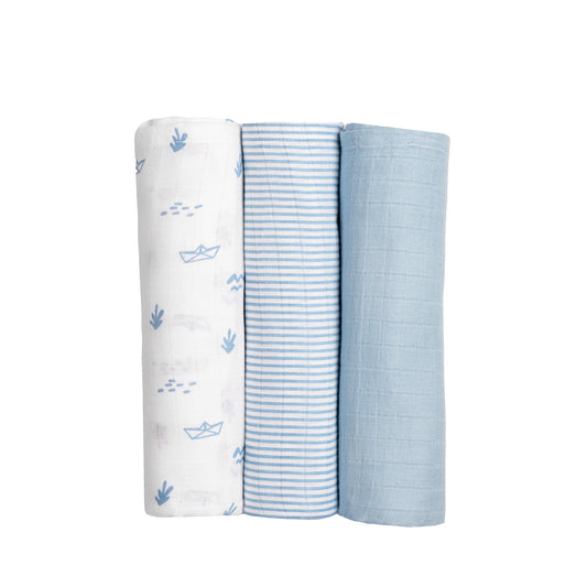 Organic Muslin Swaddles (Set of 3) – Boat