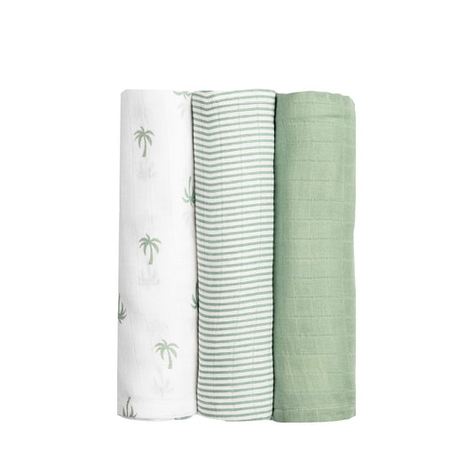 Organic Muslin Swaddles (Set of 3) – Palm