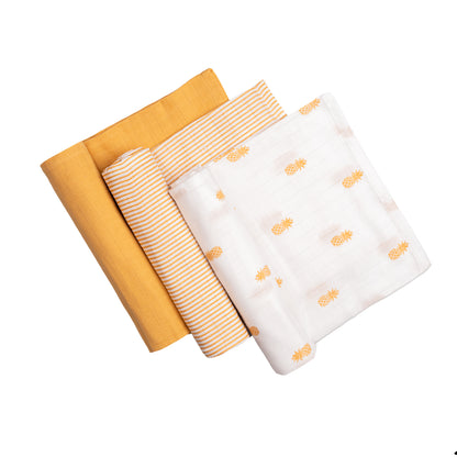 Organic Muslin Swaddles (Set of 3) – Pineapple
