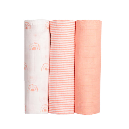 Organic Muslin Swaddles (Set of 3) – Rainbow