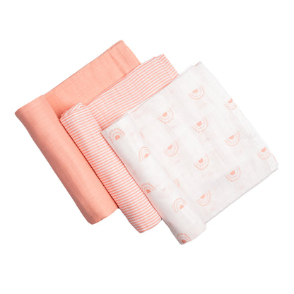 Organic Muslin Swaddles (Set of 3) – Rainbow