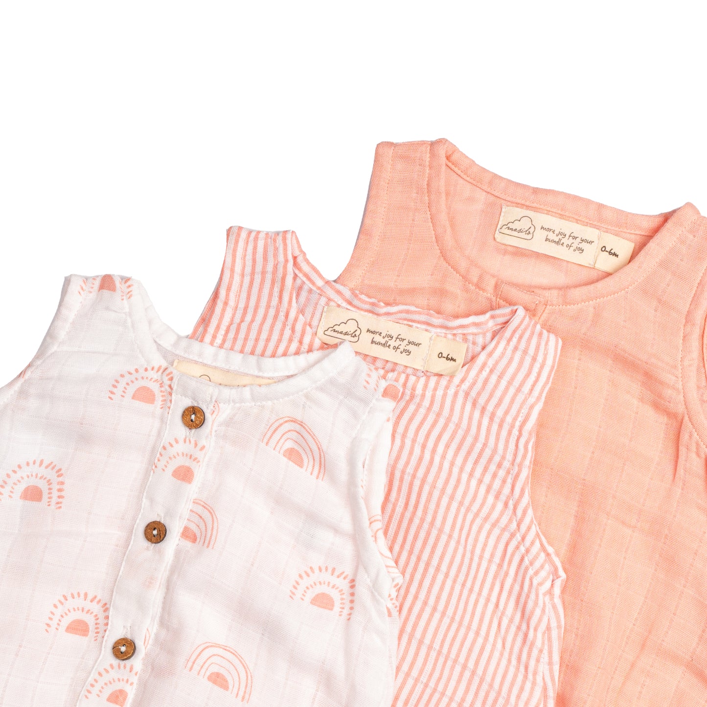 Organic Muslin Baby Romper (Pack of 3) – Rainbow