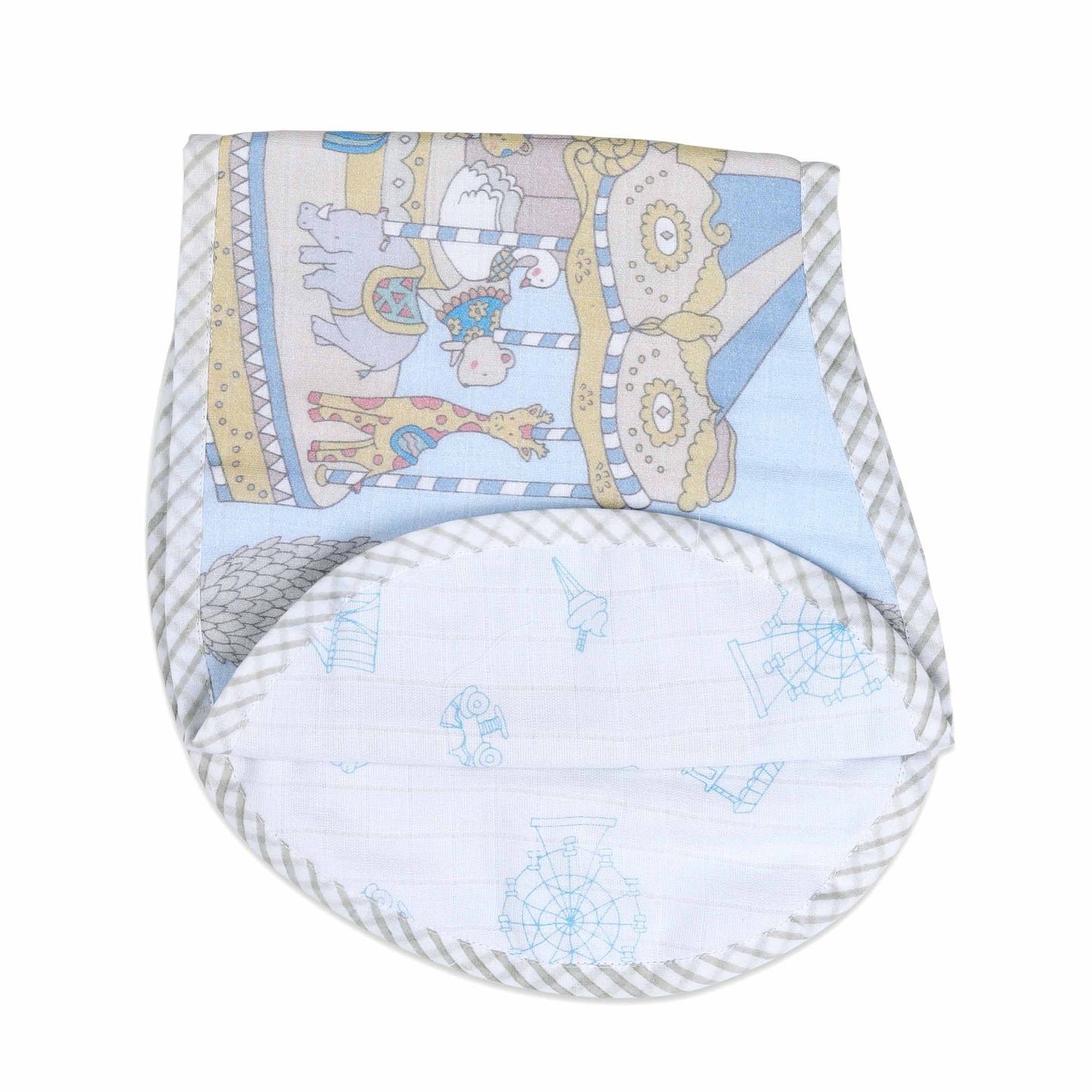 Organic Muslin Burp Cloth & Bib – Carnival Blue