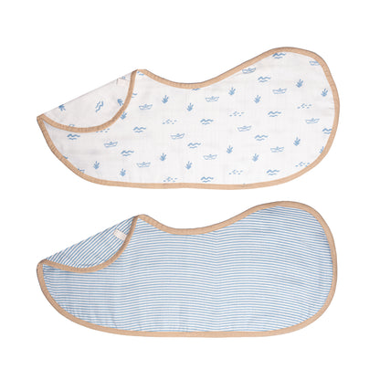 Organic Muslin Burp Cloth & Bib (Pack of 2) – Sea Breeze