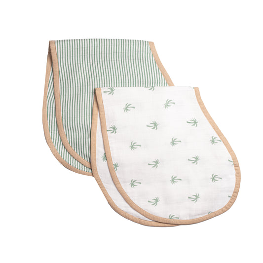 Organic Muslin Burp Cloth & Bib (Pack of 2) – Palm Paradise
