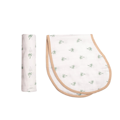 Swaddle & Burp Cloth Bib - Palm