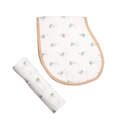 Swaddle & Burp Cloth Bib - Palm