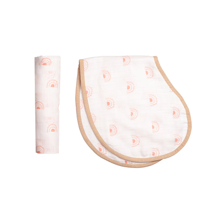 Swaddle & Burp Cloth Bib - Rainbow