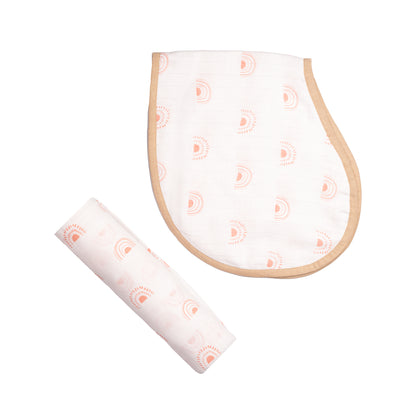 Swaddle & Burp Cloth Bib - Rainbow