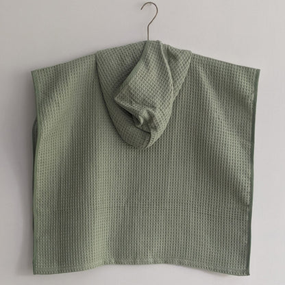 ORGANIC WAFFLE HOODED PONCHO TOWEL SET - MINT
