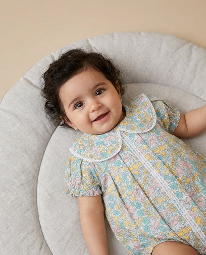 Petal Pops Cyan Romper (0-2 Years)
