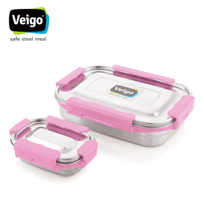 Veigo Maxosteel Jumbo Stainless Steel Lunch Box with Veg Box