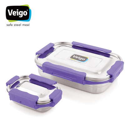 Veigo Maxosteel Jumbo Stainless Steel Lunch Box with Veg Box