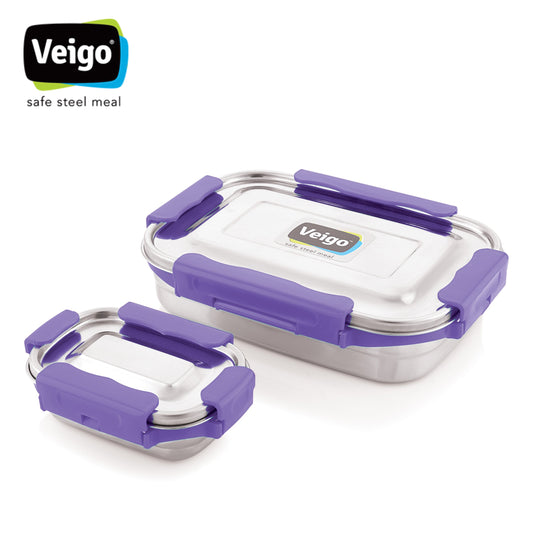 Veigo Maxosteel Jumbo Stainless Steel Lunch Box with Veg Box