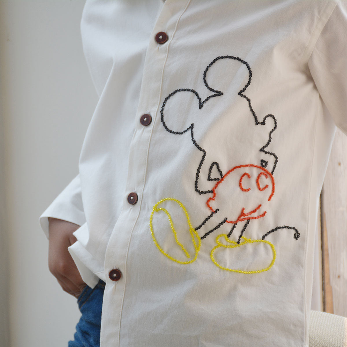 Mouse Embellished Shirt - White