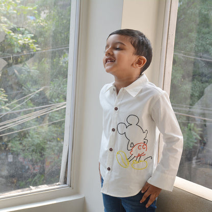 Mouse Embellished Shirt - White