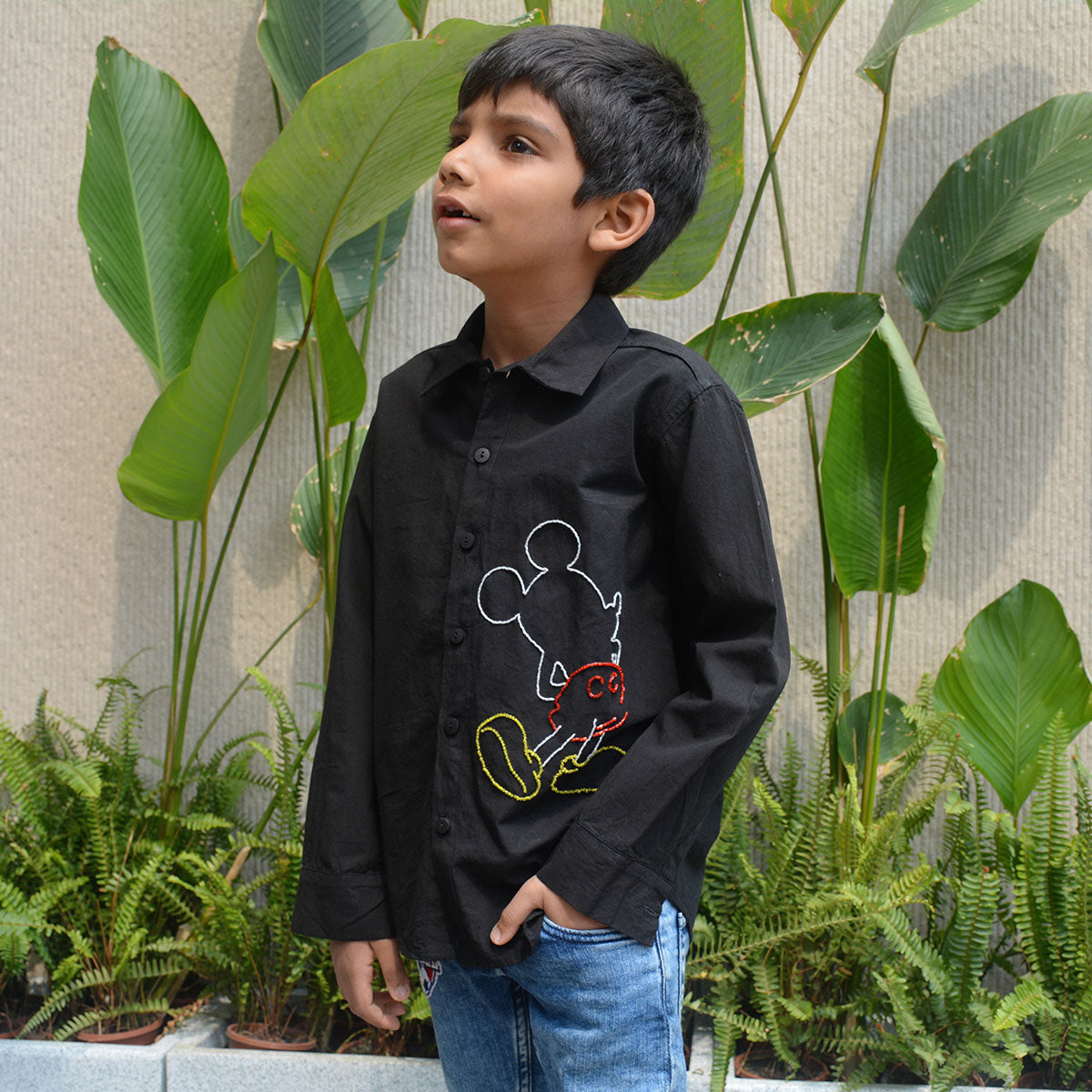 Mouse Embellished Shirt - Black