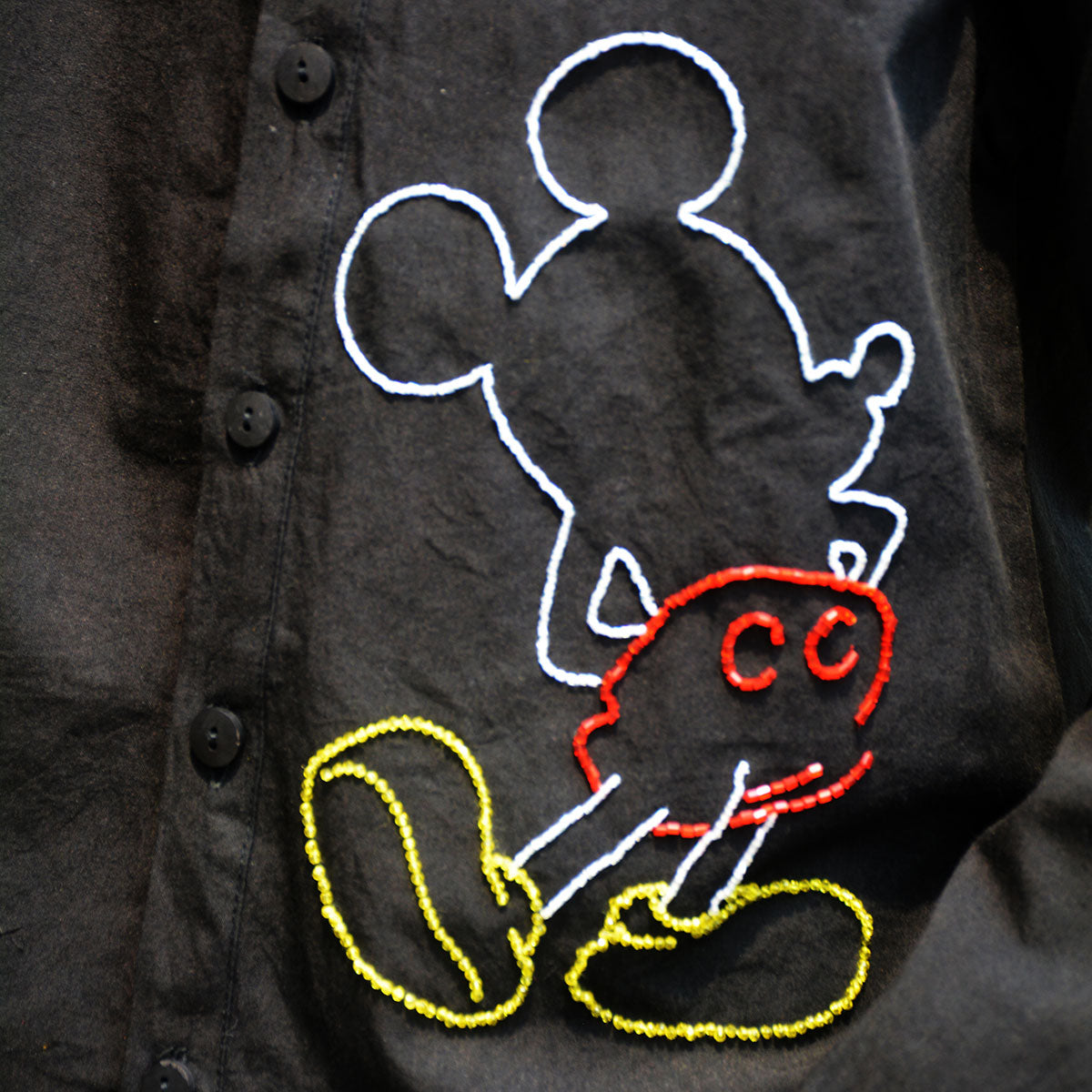 Mouse Embellished Shirt - Black