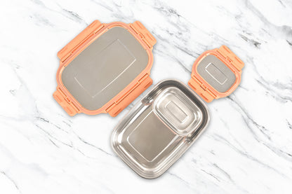 Veigo Jumbo Stainless Steel Lunch Box w/ Veg Box