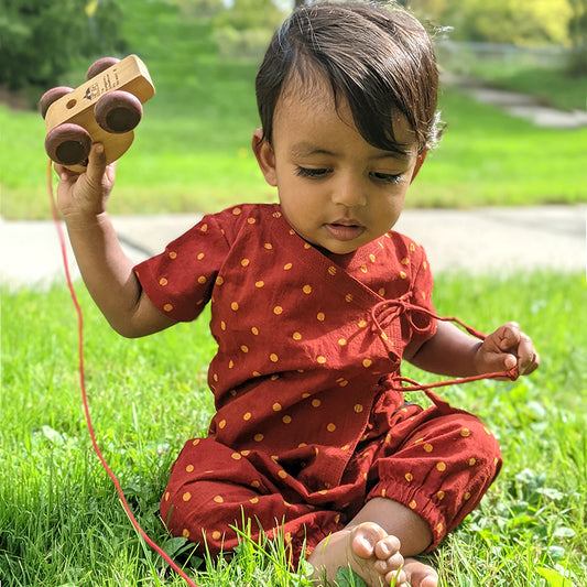 Organic Madder Raidana Angrakha Top + Matching Pants